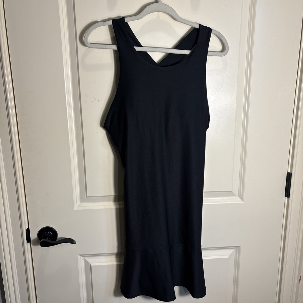 Etonic Active Flounce Hem Dress Women Large Black Golf Tennis Active W/ Bra